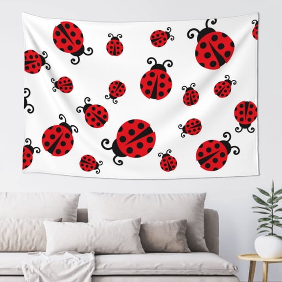 Xecao Fly Flying Ladybug Print Tapestry, Wall Hanging Room Funny Decor, Backdrop Room Decor for Bedroom Living Room dormitory