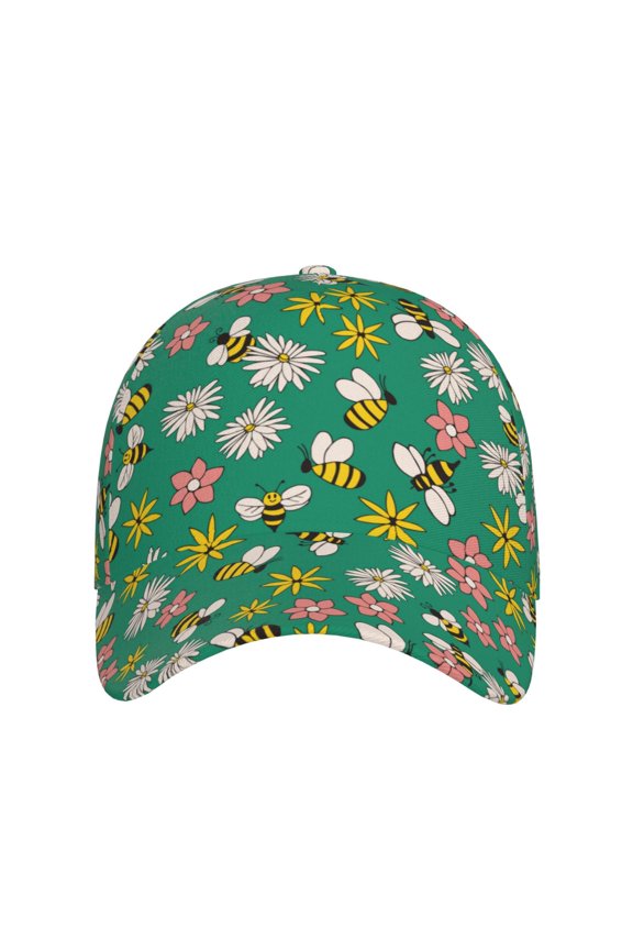 Flying Bees for Baseball Cap: Unisex, crafted from classic polyester twill fabric, featuring a soft unconstructed design