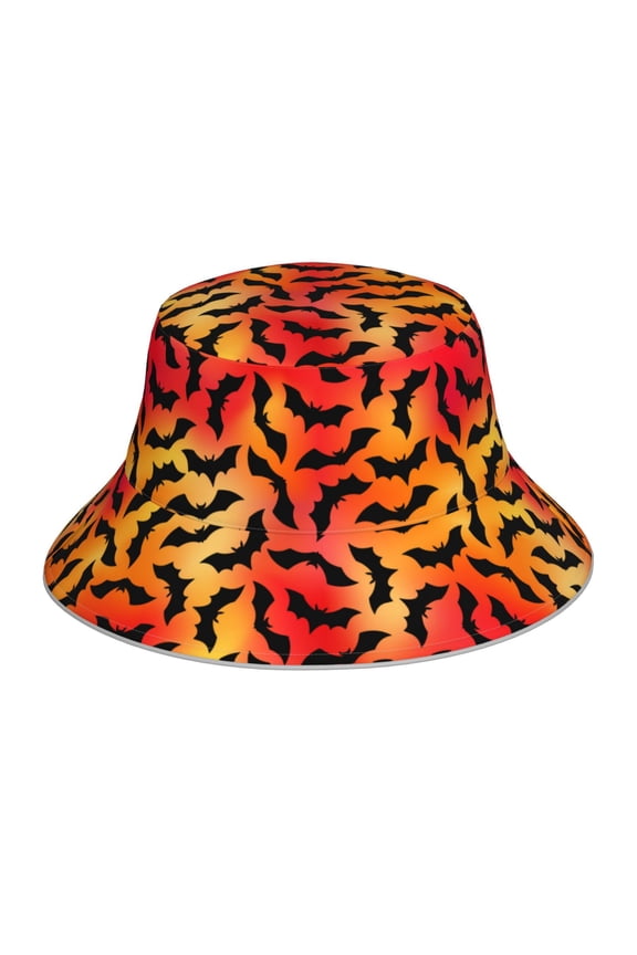 Flying Black Bat Print Men and Women Night Reflective Hat Runner Cap Visor Bucket Hat Boonie Cap