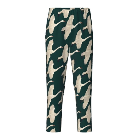 Xecao Flying Swans Print Teenagers' Pajama Pants Long Sleep Pants Soft Elastic Waist Pajama Bottoms Elastic waist with 2 Pockets 5-16 Years-Small