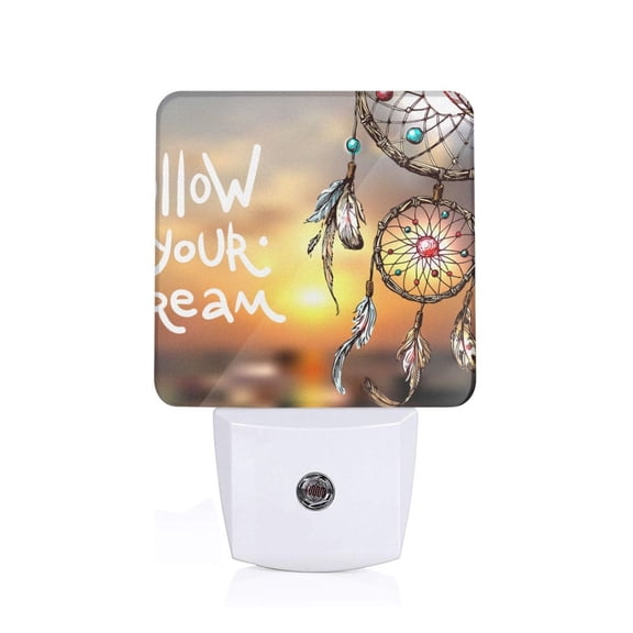 Xecao Follow Your Dream Dreamcatcher for Night Light - a Wall-mounted LED Fixture with A Dusk-to-dawn Sensor, Ideal for Bedrooms, Bathrooms, Hallways, and Kitchens-US