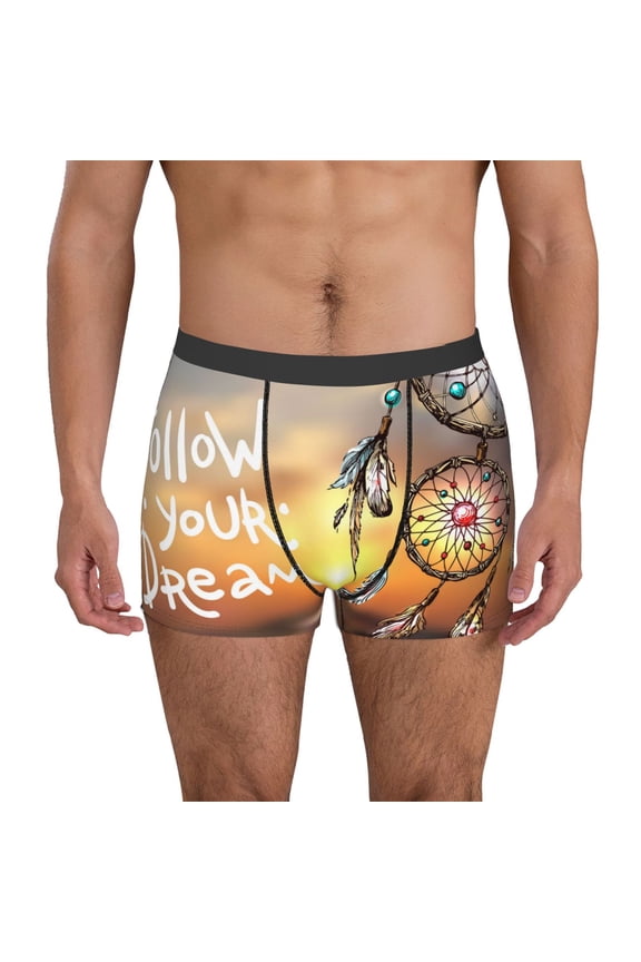 Follow Your Dream Dreamcatcher Print Men's Underwear Boxer Briefs,Breathable Choice for Men's Underwear-Small
