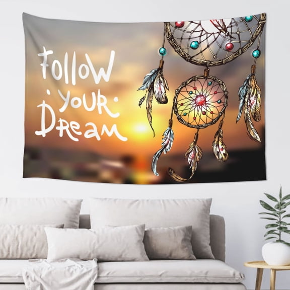 Xecao Follow Your Dream Dreamcatcher Print Tapestry, Wall Hanging Room Funny Decor, Backdrop Room Decor for Bedroom Living Room dormitory