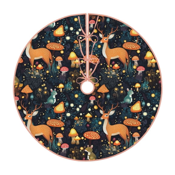 Xecao Forest Elf Pattern Christmas Tree Skirt Holiday Part Decorations for Christmas Tree, Farmhouse Christmas Decor Xmas Holiday Home Party Decorations-30"