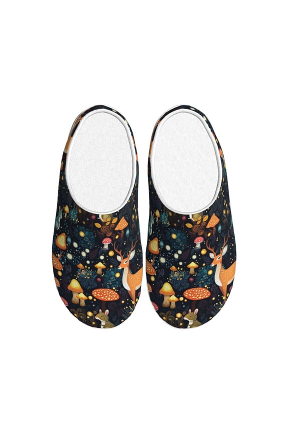 Forest Elf Print Cotton Slippers Fuzzy Warm Cozy Slippers Non Slip House Slippers For Indoor Outdoor Cotton Slippers House Slippers-35/36