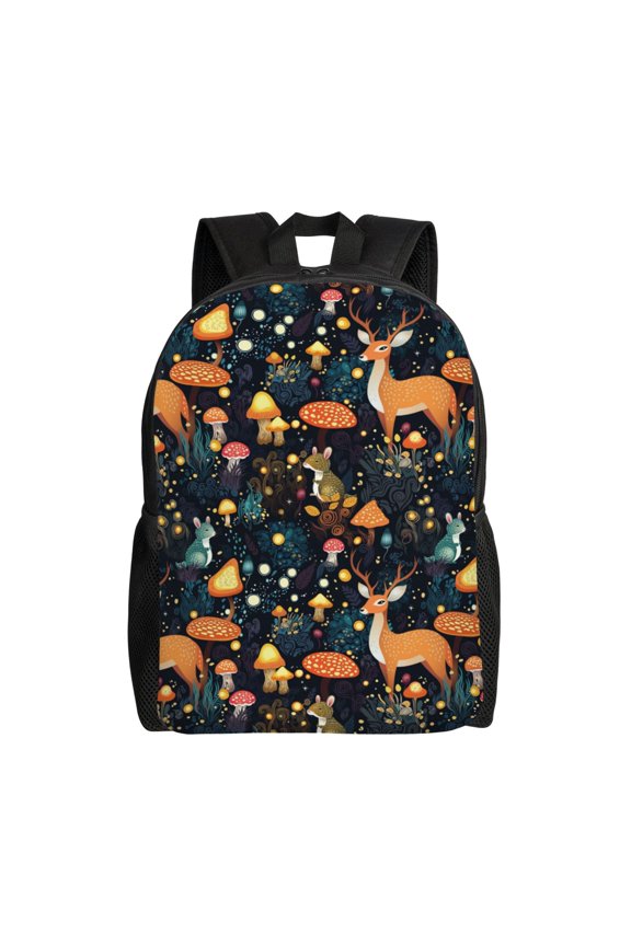 Forest Elf Print School Backpack with Laptop Compartment Small Travel Laptop Backpack for Women Men Waterproof College Backpack Simple School Bag