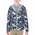 thumbnail image 1 of Xecao Forest Elk Print Fishing Shirts for teenager Long Sleeve UV Sun Protection Hoodie with Zipper Outdoor Hiking Shirts-Large, 1 of 7