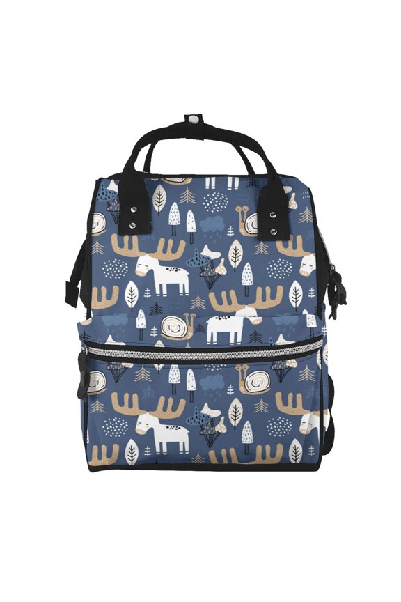 Forest Elk print Large Capacity Nappy Bag is a multi-functional waterproof travel backpack, perfect as a nursing bag or mummy backpack for women
