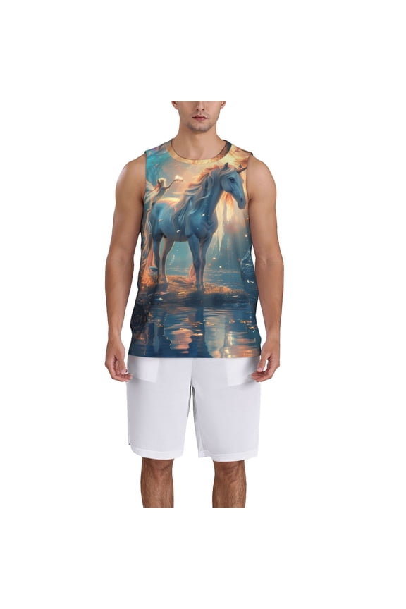 Forest Lake White Horse print basketball shirt for both men and women, a unisex basketball jersey perfect for theme parties-X-Large
