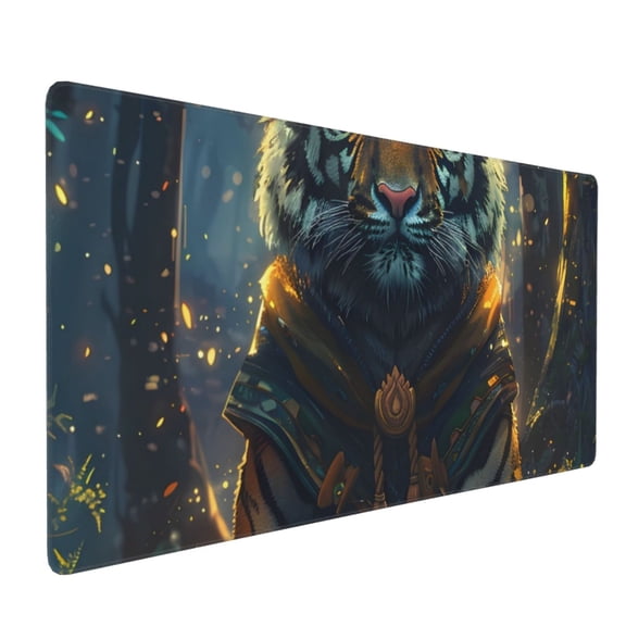 Xecao Forest Meditating Tiger Print Large Mouse Pad, 16x35.5in Mousepad, Professional Non-Slip Rubber Base Big Mouse Pad, Mouse Pad for Gaming & Office Full Desk Mouse Pad