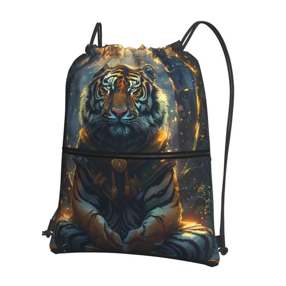 Xecao Forest Meditating Tiger for Drawstring Bags,Pull String Backpack Bags,String Bag Sackpack