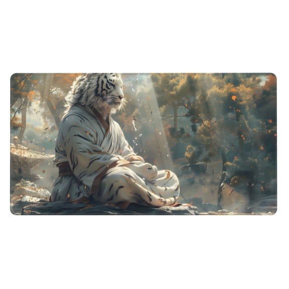 Xecao Forest Meditating White Tiger for Waterproof Mouse Pad - Extended Contour Mouse Mat, Large Gaming Mousepad Laptop Keyboard Mat with Non-Slip Rubber Base