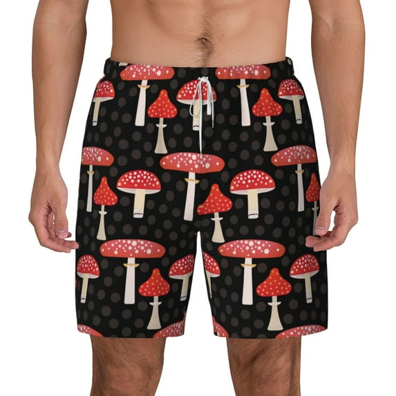 Xecao Forest Mushrooms for Men's Swimming Trunks Swim Trunks Quick Dry Swim Shorts with Mesh Lining Funny Swimwear Bathing Suits