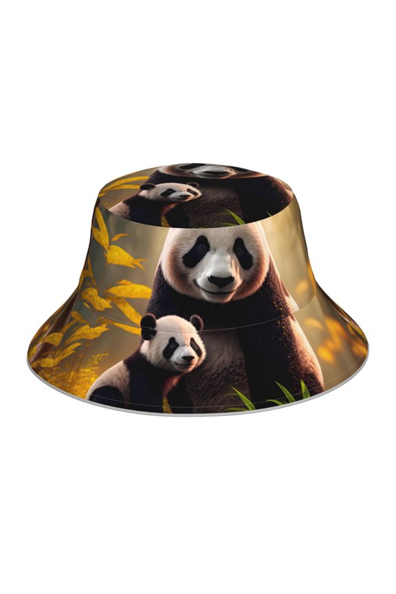 Forest Panda Print Men and Women Night Reflective Hat Runner Cap Visor Bucket Hat Boonie Cap