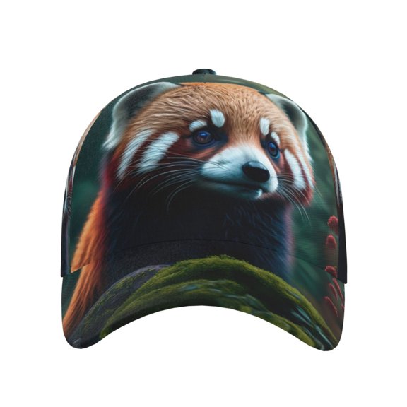 Xecao Forest Plant Raccoon for Baseball Cap: Unisex, crafted from classic polyester twill fabric, featuring a soft unconstructed design