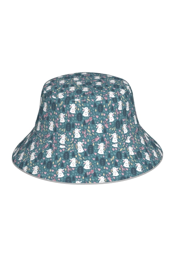 Forest Rabbit Print Men and Women Night Reflective Hat Runner Cap Visor Bucket Hat Boonie Cap