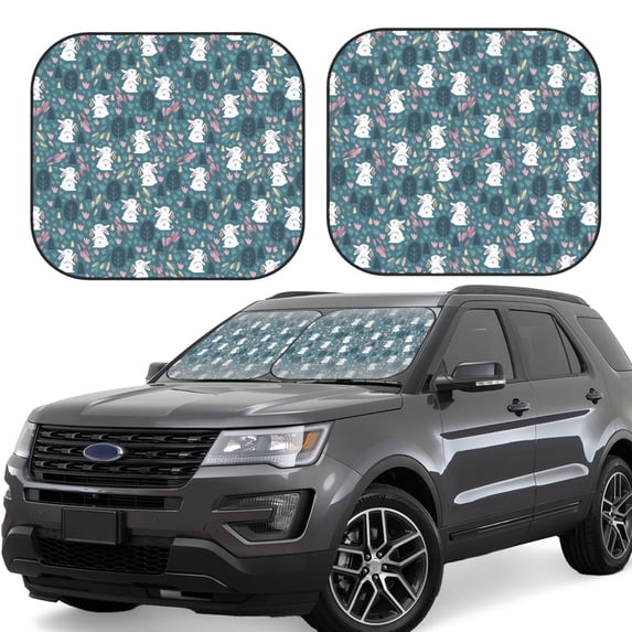 Xecao Forest Rabbit for Foldable Car Sun Shades (2-Pack) offer sun protection with an easy-fold design for convenient windshield shading.