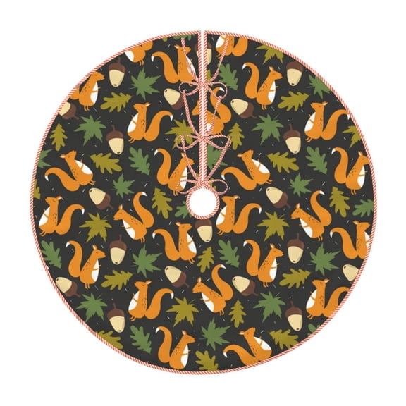 Xecao Forest Squirrel Pattern Christmas Tree Skirt Holiday Part Decorations for Christmas Tree, Farmhouse Christmas Decor Xmas Holiday Home Party Decorations-30"