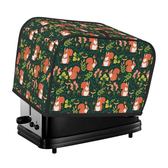 Xecao Forest Squirrel Print 2 Slice Toaster Cover with Pockets, Small Appliance Cover, Dust and Fingerprint Protection, Machine Washable
