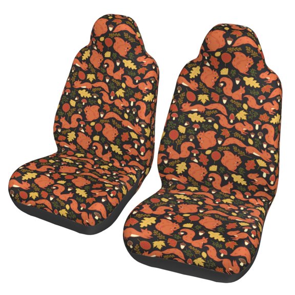 Xecao Forest Squirrel Print Car Seat Cover in That Fits Most Cars, Vans, SUVs, and Trucks.