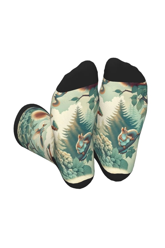 Forest squirrel surreal Print Crew Socks for Men and Women, Men's Soft Moisture-wicking Sock