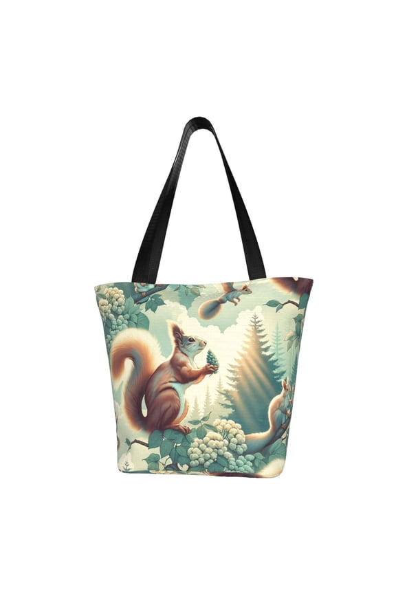 Forest squirrel surreal for Tote Bag for Women -Tote Shoulder Bag with A Little Pocket Inside, Perfect for Travel and Work.