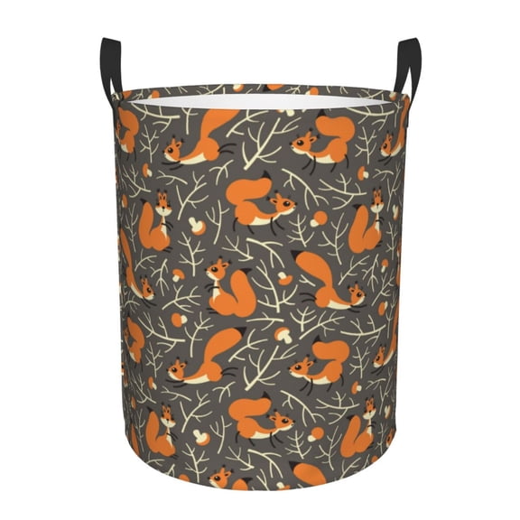 Xecao Fox And Mushroom Print Laundry Hamper Basket,designed for Blanket Storage and Nursery Clothes in the Bedroom