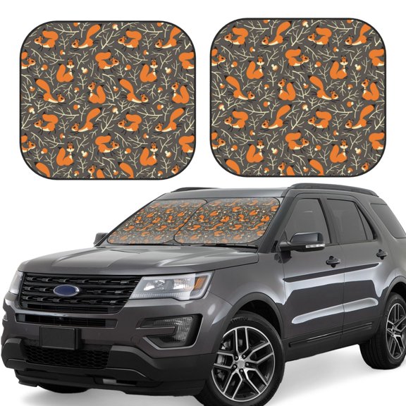 Xecao Fox And Mushroom for Foldable Car Sun Shades (2-Pack) offer sun protection with an easy-fold design for convenient windshield shading.