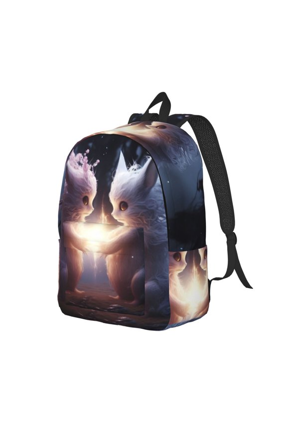 Fox Couple Canvas College Laptop Backpack, a durable rucksack designed for both men and women, ideal for travel, school, and daily use-Small