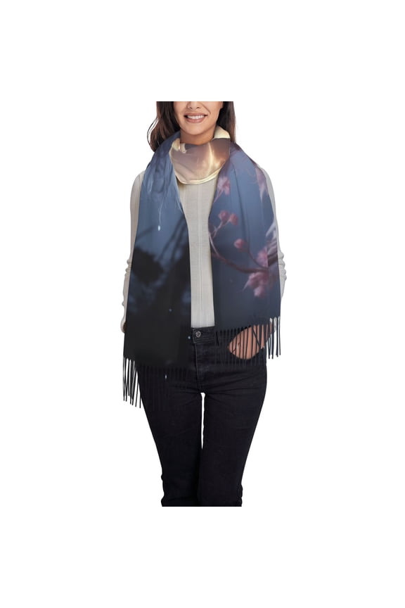 Fox Couple Pattern Womens Winter Scarf Fall Scarf Oversized Large Scarf for Women Warm Shawl Wrap