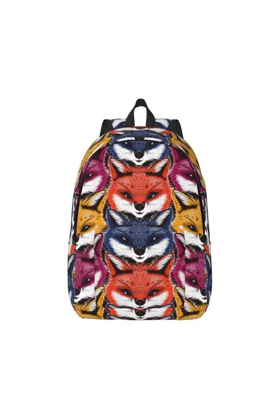 Fox Face for Canvas College Laptop Backpack, Durable Rucksack Travel Notebook Bag School Backpack Book Bag for Men Women