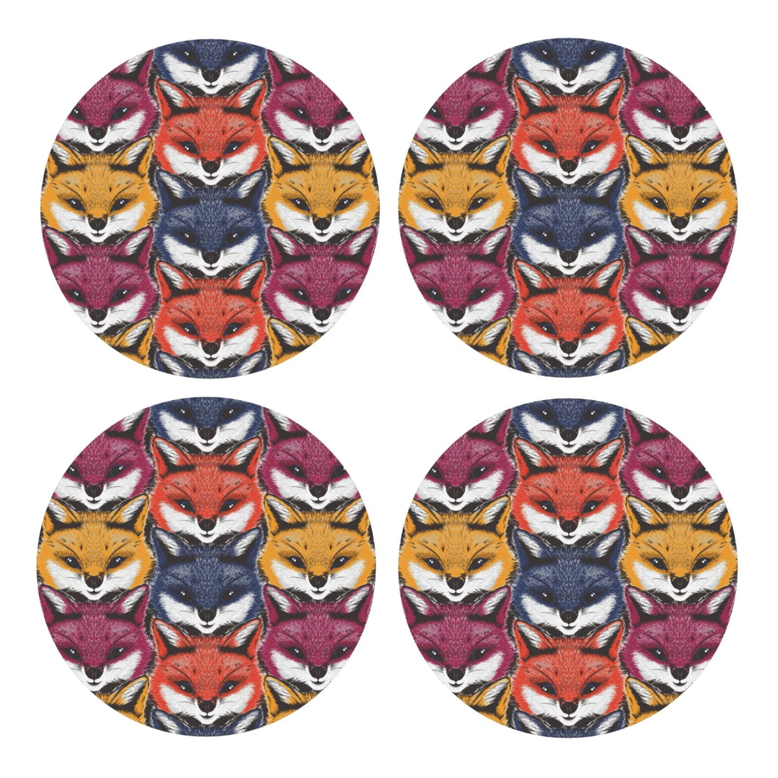 Xecao Fox Face for MDF Cork Coaster 4 Pcs,Drink Coasters,Suit for House ...