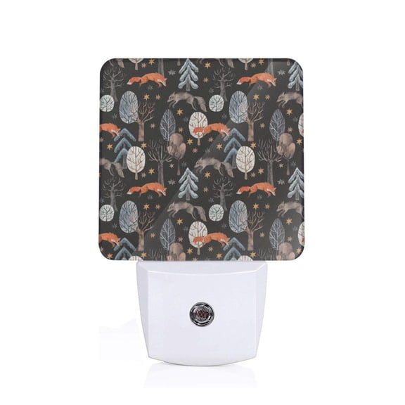 Xecao Fox In The Forest for Night Light - a Wall-mounted LED Fixture with A Dusk-to-dawn Sensor, Ideal for Bedrooms, Bathrooms, Hallways, and Kitchens-US