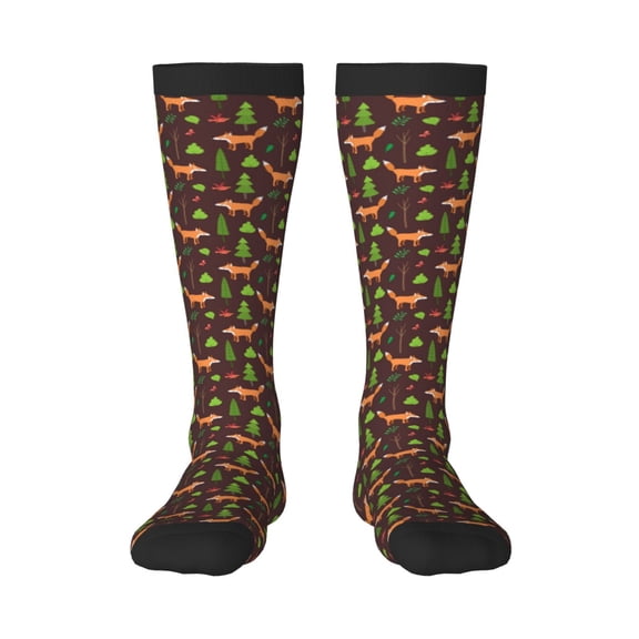 Xecao Fox In Forest Print Compression Socks for Both Men And Women for Running, Travel, Flight, Nurse