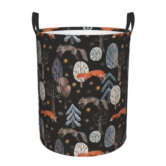 Xecao Fox In The Forest Print Laundry Basket,Laundry Hamper Designed for Storage Dirty Clothes Hamper,Collapsible Laundry Baskets-Small