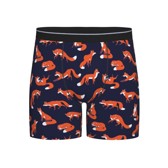 Xecao Foxes In Different Poses Print Boxer Briefs for Men's Stretch Moisture-Wicking Underwear, Mid-Rise Classics breathable fabric