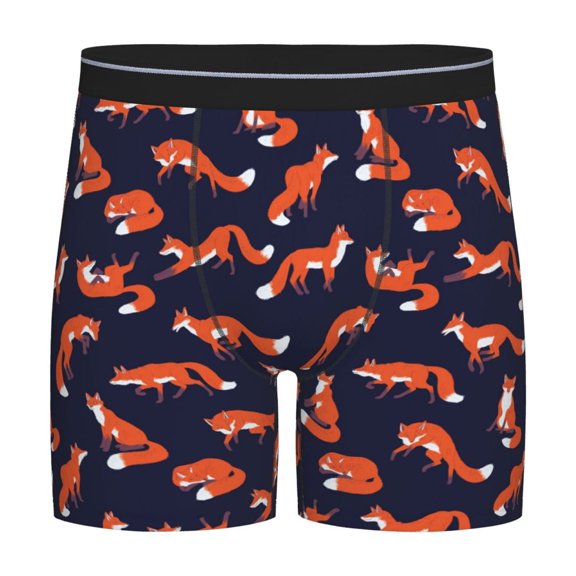 Xecao Foxes In Different Poses Print Boxer Briefs for Men's Stretch Moisture-Wicking Underwear, Mid-Rise Classics breathable fabric