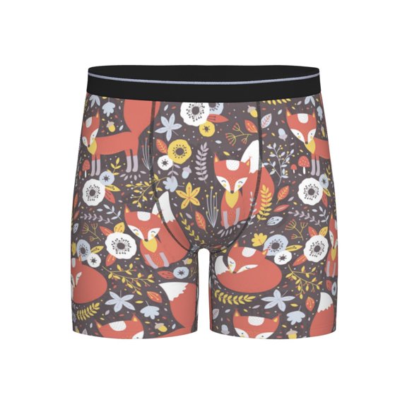 Xecao Foxes Print Boxer Briefs for Men's Stretch Moisture-Wicking Underwear, Mid-Rise Classics breathable fabric