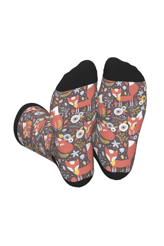 Foxes Print Crew Socks for Men and Women, Men's Soft Moisture-wicking Sock