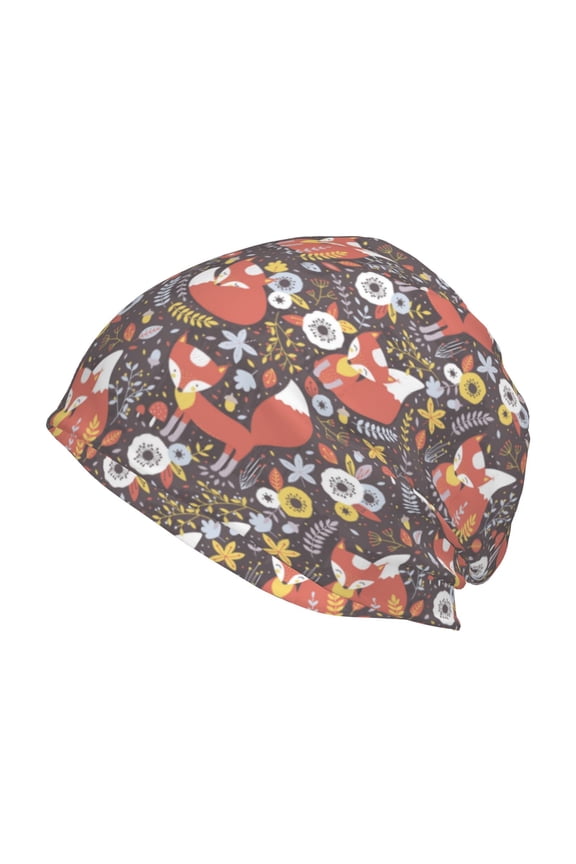 Foxes Print Knit Hat,Winter Beanie for Men Women, Beanie Soft Warm Ski Stocking Cuffed Cap