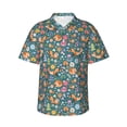 thumbnail image 1 of Xecao Foxes and Birds in Forest print Hawaiian shirt - a stylish short-sleeve button-down for men, perfect for casual beach and tropical outings., 1 of 9