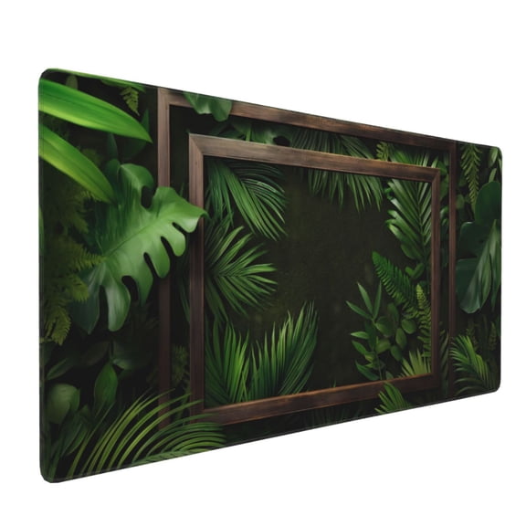 Xecao Framed Greenery Wall Art Print Large Mouse Pad, 16x35.5in Mousepad, Professional Non-Slip Rubber Base Big Mouse Pad, Mouse Pad for Gaming & Office Full Desk Mouse Pad