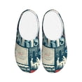 thumbnail image 1 of Xecao France and Paris Print Cotton Slippers Fuzzy Warm Cozy Slippers Non Slip House Slippers For Indoor Outdoor Cotton Slippers House Slippers-13, 1 of 7