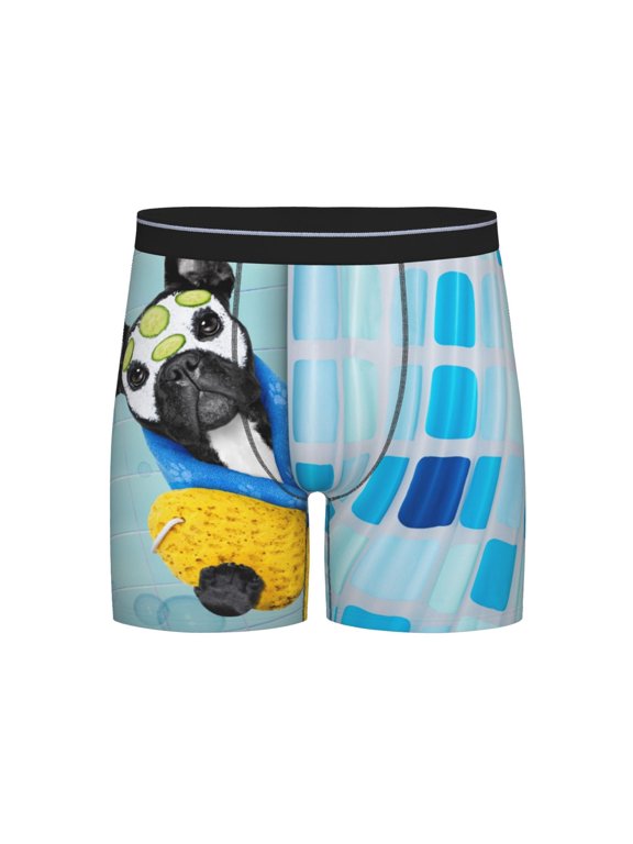 French Bulldog Dog in a Bathtub Print Boxer Briefs for Men's Stretch Moisture-Wicking Underwear, Mid-Rise Classics breathable fabric