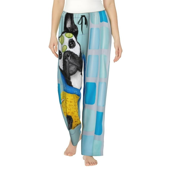 Xecao French Bulldog Dog in a Bathtub Women's Straight Lounge Pajama Pants: The Epitome of Relaxed Sleepwear