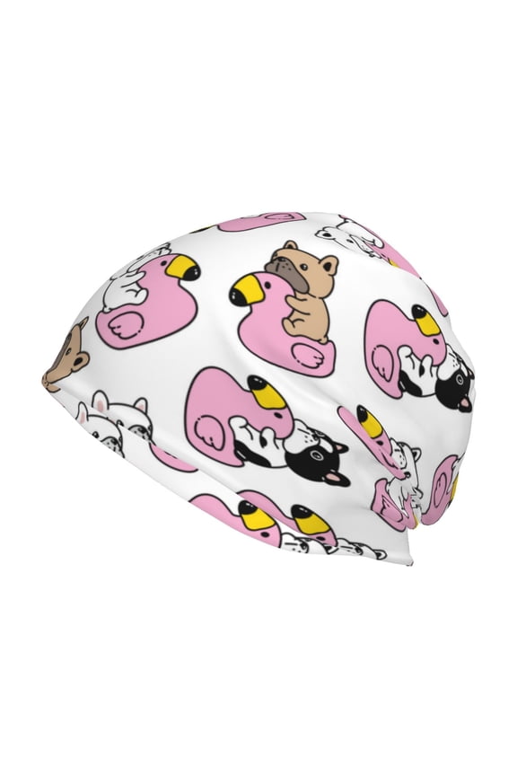 French Bulldog Duck Print Knit Hat,Winter Beanie for Men Women, Beanie Soft Warm Ski Stocking Cuffed Cap