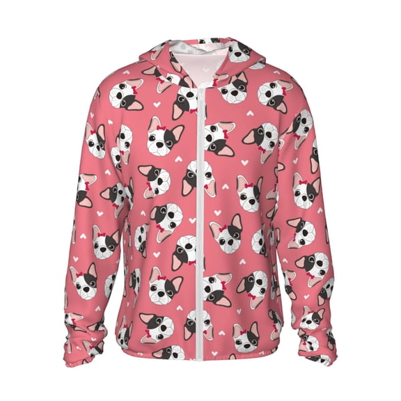 Xecao French Bulldog Face for Sun Shirt-A lightweight, hoodie-style long-sleeve UV protection garment designed for other outdoor activities.