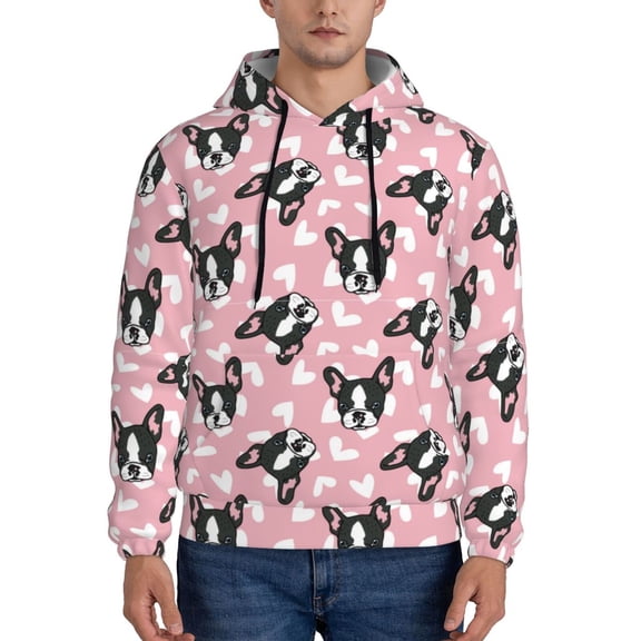 Xecao French Bulldog Pattern Men's Adult Pullover Hoodie,Hooded Sweatshirt-Medium