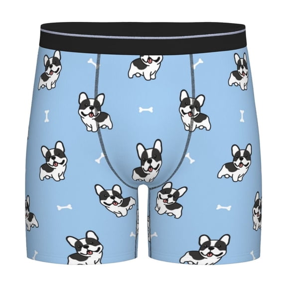 Xecao French Bulldog Puppy Print Boxer Briefs for Men's Stretch Moisture-Wicking Underwear, Mid-Rise Classics breathable fabric