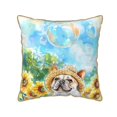 thumbnail image 1 of Xecao French Bulldog Sunflowers Bubbles Print Soft Velvet Decorative Throw Pillow Covers, Square Cushion Cases for Bed, Sofa, Living Room, Car, and Indoor Outdoor Use-16"x16", 1 of 8